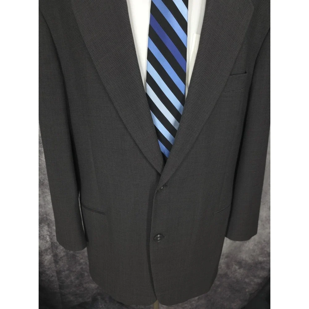 Andrew Fezza 2 Piece Suit Mens 46 L Black Houndstooth Blazer Pants 38X32‎ Wool